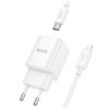Зарядное устройство HOCO C147A Charm 1xUSB-C PD20W + 1xUSB QC3.0 + cable USB-C to Lightning White (6942007630283) - Изображение 3
