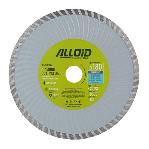 Круг отрезной Alloid алмазний, Turbo Wave, 180мм (DS-7180TW)
