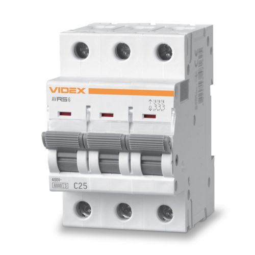 Автоматичний вимикач Videx RS6 RESIST 3п 25А 6кА С (VF-RS6-AV3C25)