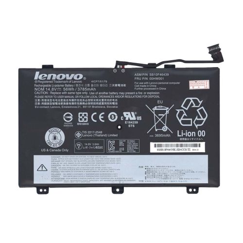 Аккумулятор для ноутбука Lenovo ThinkPad S3 Yoga SB10F46439 , 3785mAh (56Wh), 4cell, 14.8V, Li-ion (A47849)