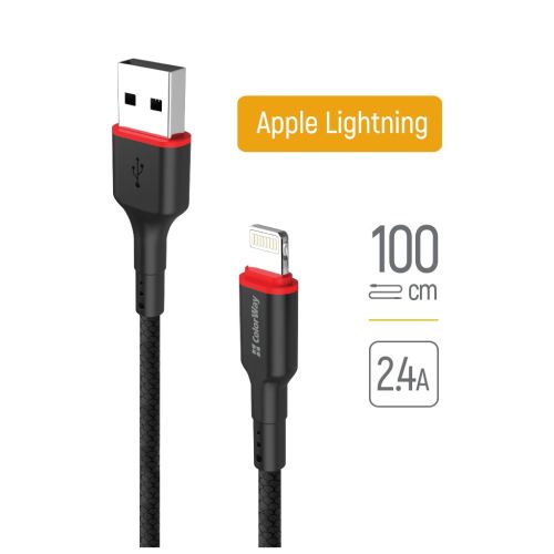 Дата кабель USB-C to Lightning 1.0m 2.4А black ColorWay (CW-CBUL064-BK)