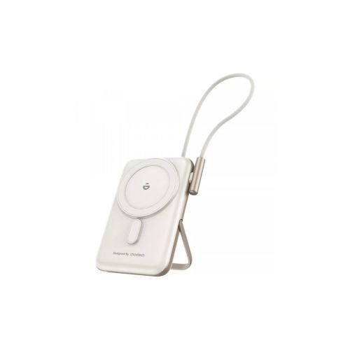 Батарея универсальная Choetech Magnetic Wireless 10000mAh 20W, PD, Qi-15W, USB-C In/Out, buid-in cabel, White (B735-CCWH)