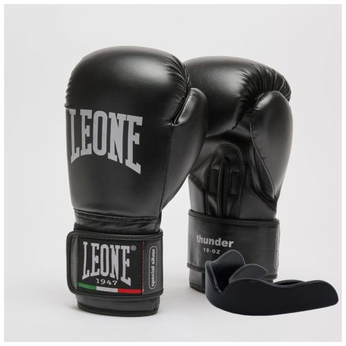 Боксерские перчатки Leone GN383 Thunder Black 14 унцій (GN383_Black_14oz)