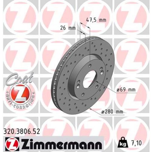 Тормозной диск ZIMMERMANN 320.3806.52