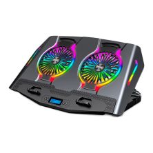 Подставка для ноутбука IceCoorel 10-18, 2*125mm 1400 RPM, 2*USB, + LCD display, 461x298x52mm, RGB (N10)