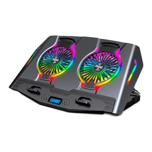 Подставка для ноутбука IceCoorel 10-18, 2*125mm 1400 RPM, 2*USB, + LCD display, 461x298x52mm, RGB (N10)