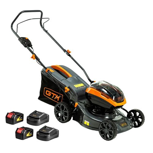 Газонокосилка GTM аккумуляторная, 2×18V, 42см, 2×4Ah, ЗУ (BLM42_KIT)