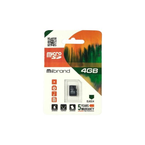 Карта памяти Mibrand 4GB microSDHC class 4 (MICDC4/4GB)