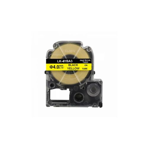 Лента для принтера этикеток UKRMARK трубка термоусадочная совместимая с LK4YBA3, 4мм х 2,5м, black on yellow (900406)