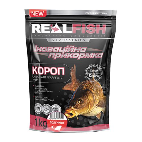 Прикормка Real Fish_ТОВ Silver Series Короп Полуниця 1kg (809.00.27)