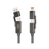 Дата кабель USB 2.0 AM to USB-C + USB 2.0 AM to Lightning 1.0m 60W gray XO (NB275_4-in-1_Gray) - Зображення 1