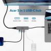 Концентратор Acer USB-C 5-in-1 3xUSB 3.0 + HDMI + USB-C gray (HP.DSCAB.021) - Зображення 1