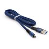 Дата кабель USB 2.0 AM to Micro 5P 1m flat nylon blue Vinga (VCPDCMFNB1B) - Зображення 2
