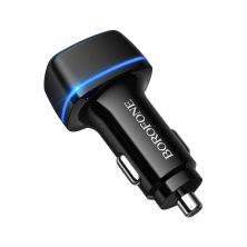 Зарядний пристрій BOROFONE BZ14 Max dual port ambient light car charger USB-A Black (BZ14B)