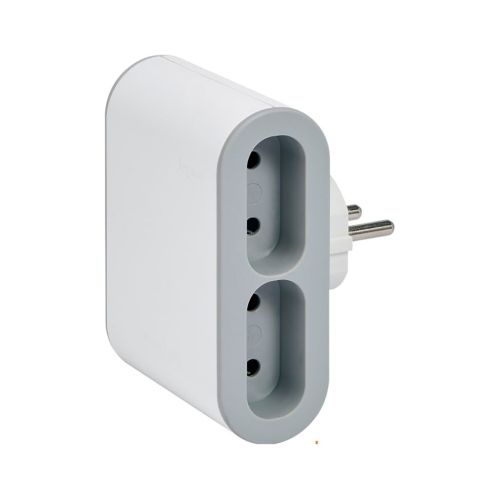 Сетевой разветвитель LEGRAND Стандарт 4х2К бічні розетки 6А Білий/Сірий (049400)