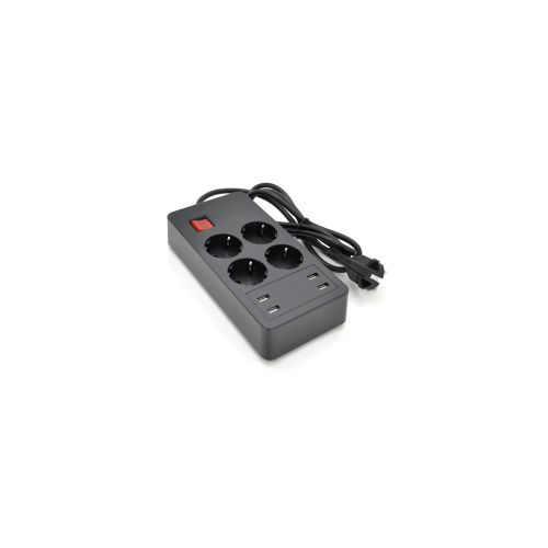 Мережевий фільтр живлення Voltronic 4 роз, 4USB 5V-2.4A, 250V/4000W Black (P-EU4U4S-4000W)