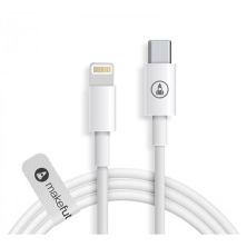 Дата кабель USB Type-C to Lightning 1.2m TPE White MakeFuture (MCB-LT1WH)