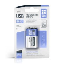 Аккумулятор Крона USB-С 390 mAh 9V (Li-Polymer) ColorWay (CW-UB9V-06)