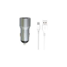 Зарядний пристрій XO TZ09 2.4A/2 USB + cable lightning Grey (XO-TZ09L-GR)