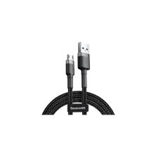 Дата кабель USB 2.0 AM to Micro 5P 0.5m Cafule 2.4A Black-Grey Baseus (CAMKLF-AG1)