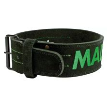 Атлетический пояс MadMax MFB-301 Suede Single Prong шкіряний Black/Green L (MFB-301_L)