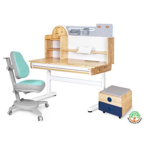 Парта с креслом Mealux Timberdesk L (парта+кресло+тумба) (BD-690 L+ box BD 920-2 BL+Y-110 TG)