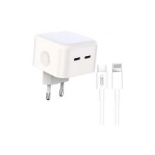 Зарядное устройство XO QC 3.0 L102 35W/2 USB-C + cable Lightning NB113 White (XO-L102i-WH)