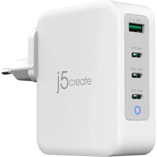 Зарядное устройство J5create 1xUSB + 3xUSB-C 130W GaN QC3.0/PD/PPS (JUP43130E-EN)