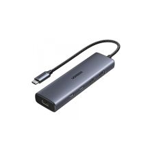 Концентратор Ugreen USB-C to 1xUSB-A 3.2 + 1xUSB-A 2.0 + 2xUSB-C 3.2 + RJ45 + PD CM512 gray (45320)