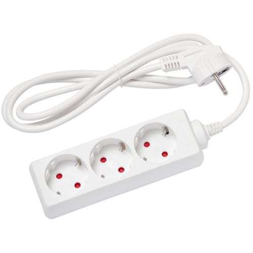 Мережевий подовжувач Delux G3J 1.5м, 3 роз. з заземленням white (90021621)