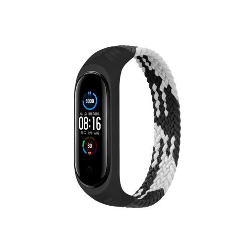 Ремешок для фитнес браслета BeCover Elastic Nylon Style для Xiaomi Mi Smart Band 5/6 (Size L) Black-White (706158)