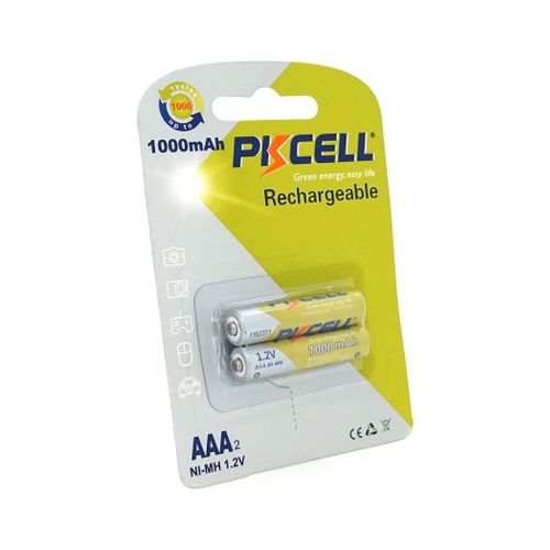 Аккумулятор AAA R03 1000mAh 1.2V NiMH Rechargeable Battery, 2шт/бл PkCell (PC/AAA1000-2BR)