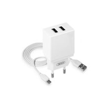 Зарядний пристрій XO L75 2USB/2.4A + MicroUSB White (XO-L75-M)