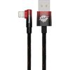 Дата кабель USB 2.0 AM to Lightning 2.0m 2.4A 90° corner black/red Baseus (CAVP000120) - Изображение 1