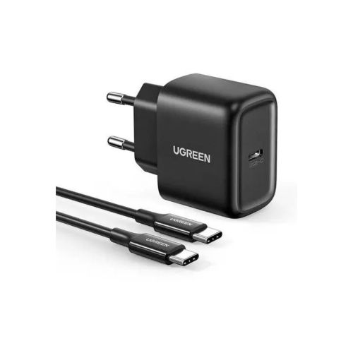 Зарядное устройство UGREEN USB-C PD25W + cable USB-C to USB-C 2.0m CD250 black (50581)