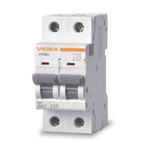 Автоматичний вимикач Videx RS6 RESIST 2п 25А 6кА С (VF-RS6-AV2C25)