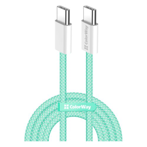 Дата кабель USB-C to USB-C 1.0m 60W 3.0А green ColorWay (CW-CBPDCC061-G)