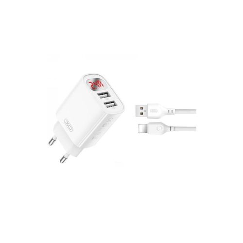 Зарядное устройство XO L95 (2USB/2.4A) + USB - Lightning White (XO-L95-L)