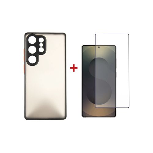 Чехол для мобильного телефона Dengos Kit Samsung Galaxy S25 Ultra Matte + glass (Black) (DG-KM-144)