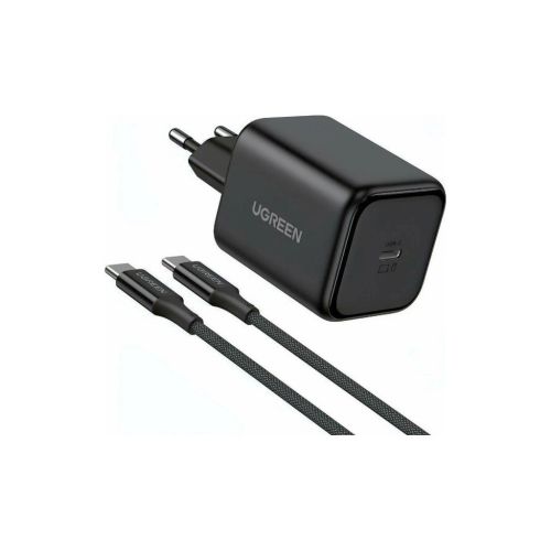 Зарядний пристрій UGREEN USB-C GaN 45W + cable USB-C to USB-C X524 black (65054)