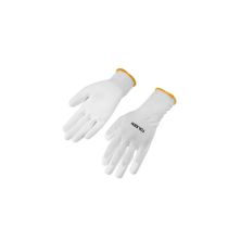 Захисні рукавиці Tolsen поліестер з ПУ покриттям білі L (9) (45500)