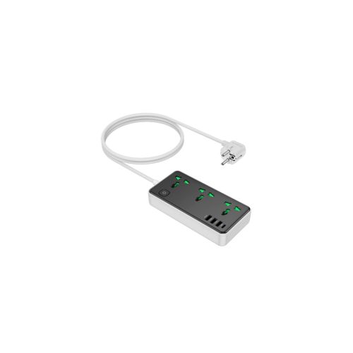 Мережевий фільтр живлення HOCO AC7A 3 роз, 3 USB, USB-C, 17W, 1,5м, Black/White (HOCO AC7A/B)