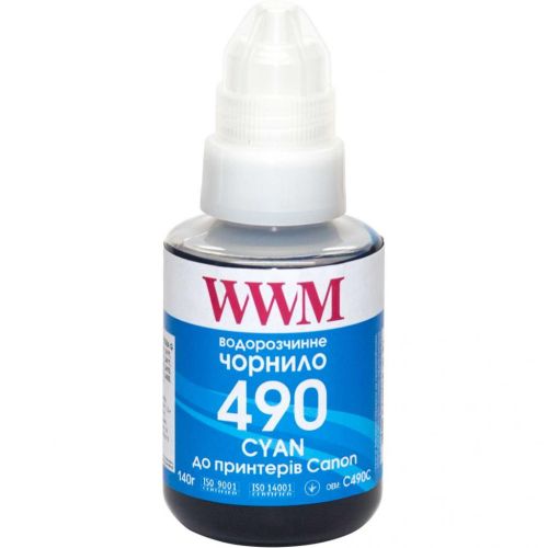 Чернила WWM Canon GI-490, 140г Cyan (C490C)