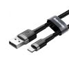 Дата кабель USB 2.0 AM to Lightning 1.0m Cafule 2.4A gray+black Baseus (CALKLF-BG1) - Зображення 3