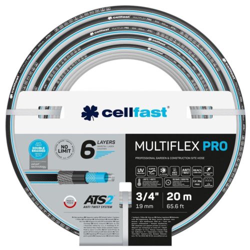 Шланг для поливу Cellfast MULTIFLEX PRO 3/4 20м, 6 шарів, до 35 Бар, -20…+65°C (13-820)