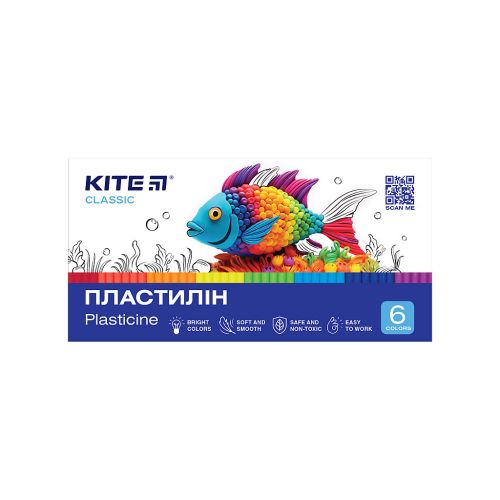 Пластилін Kite Classic восковий 6 кольорів, 120 г (K-081)