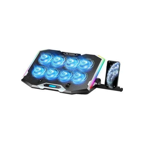Підставка до ноутбука IceCoorel 10-17, 8*70mm, 2*USB, + LCD, 410x297x40mm, RGB (K10)