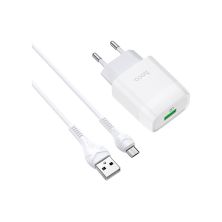Зарядное устройство HOCO C72Q Glorious USB QC3.0 + cable USB to Micro 5P 18W White (6931474732538)