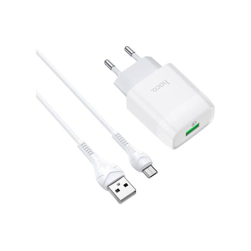 Зарядное устройство HOCO C72Q Glorious USB QC3.0 + cable USB to Micro 5P 18W White (6931474732538)