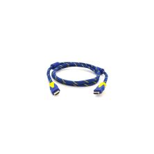 Кабель мультимедийный HDMI M to HDMI M 5.0m V1.4 blue yellow Merlion (YT-HDMI(M)/(M)NY/BL-5.0m)